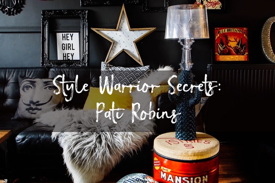 ricing room with black class and bright colourful eclectic decor belonging to Pati Robins